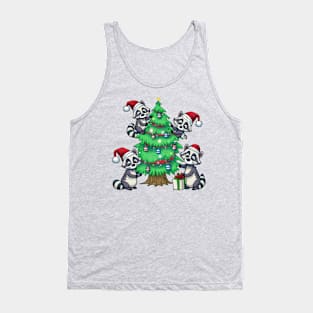 Funny Christmas Raccoon Tree Tank Top